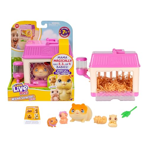 Little Live Pets Mama Surprise Minis Hamster, Hamster de Peluche Que Tiene 2, 3 o 4 Bebés Aleatoriamente, Mascota Interactiva de Juguete, para Niños de +5 años, Famosa (LP304200)