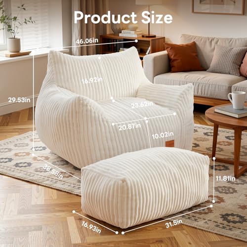 Image of Giant Bean Bag Chair, Oversized Bean Bag Couch for Adults