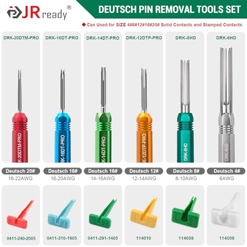 Image of JRready 25Pcs ST2173 Deutsch Connectors Tool Kit, ACT-HDT Crimp Tool for Deutsch Size 12#16#20# Solid Contact Connectors with Deutsch Pin Removal Tools Kit for 4#8#12#16#20# Contacts