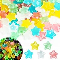 Encuryna Bunt Leuchtsteine 100 Stück, Leuchtende Sterne Star Luminous Stone, Leuchtender Stein Gartenlandschaftsbau Aquarium Dekosteine, Fluoreszierende Steine DIY Zubehör