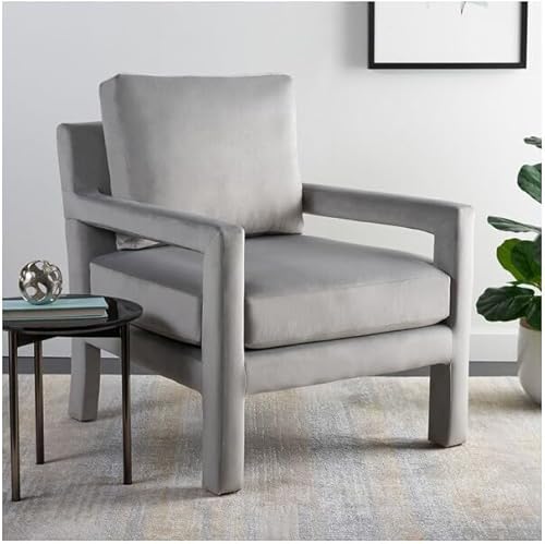 Miniatura 6 de SAFAVIEH Home Collection Kye Mid-Century - Silla decorativa de terciopelo verde oliva (totalmente montada) Verde