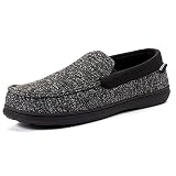 RockDove Men's SILVADUR Tweed Memory Foam Moc Slipper, Size 9 US Men, Black