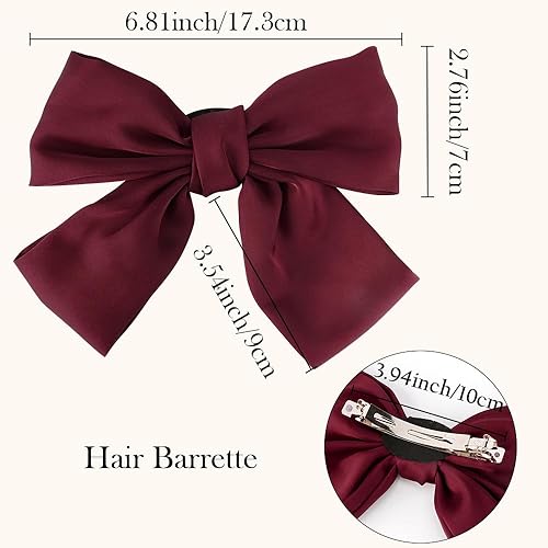 Miniatura 3 de Tihebax Lazos para el cabello para mujer, 2 unidades, color rojo y negro, pinzas para el cabello, pinzas para el cabello, lazos grandes de satén