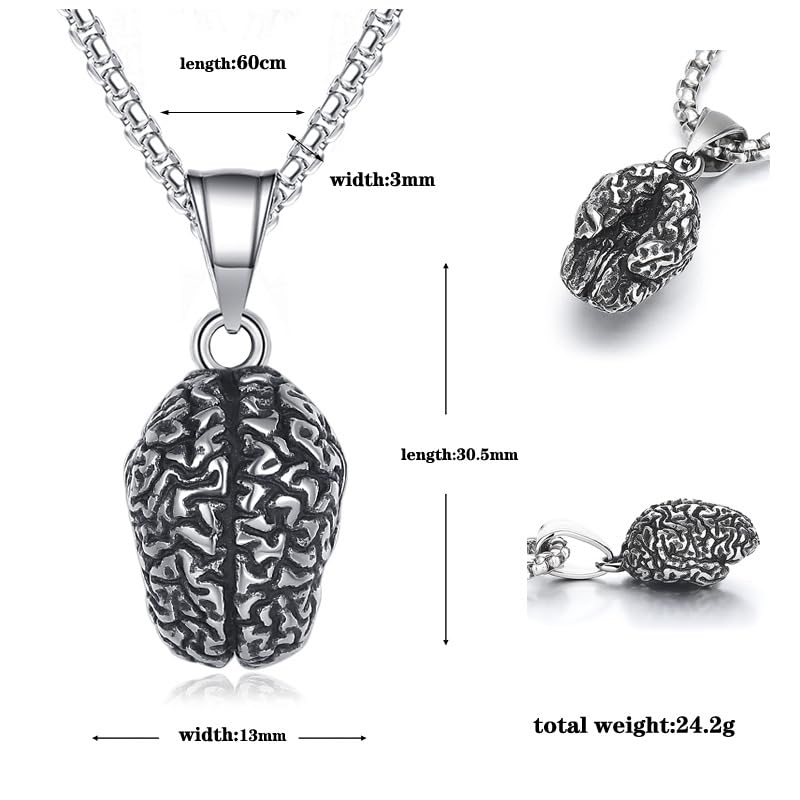 Men's Stainless Steel Personality Vintage Hip Hop 3D Solid Anatomical Brain Biker Pendant Body Organs Necklace2