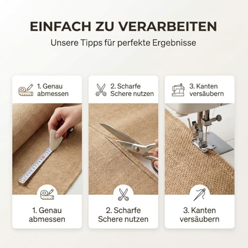 STOFFKONTOR Jute Sackleinen Meterware in Natur, 100% Jute, Robust & Flexibel verwendbar, ca. 130 cm breit, ca. 360 g/lfm