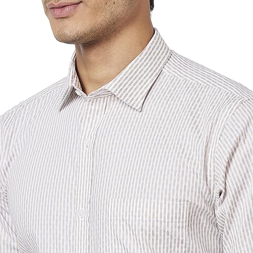Image of Park Avenue Men's Pure Cotton Stripe Pattern Slim Fit Semi Cutaway Collar Full Sleeve Formal Shirt