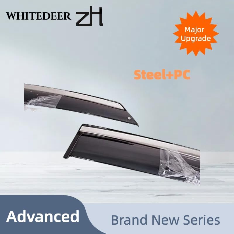 Fits for Infiniti QX60 2013 2014 2015 2016 2017 2018 2019 2020 Advanced PC + Chrome Smoke Window Visor - Sun, Rain, and Vent Protection, Tape-On Outside-Mount, 4-Pieces Vent Deflector Guard