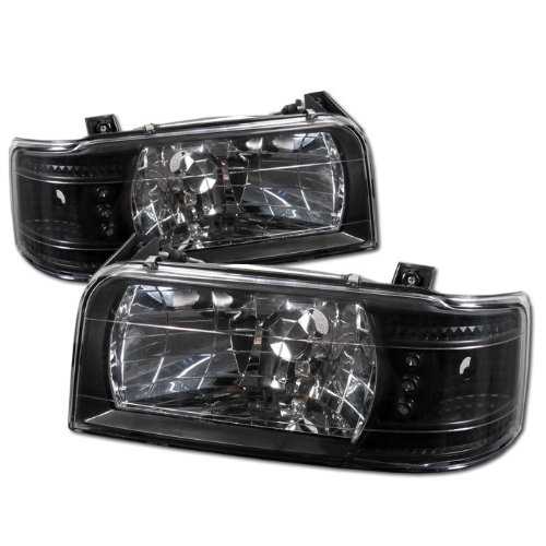 Xtune Aftermarket Replacement Crystal Style Headlights For Ford F150 Bronco 92-96 - Black/Clear Lens #TOP29
