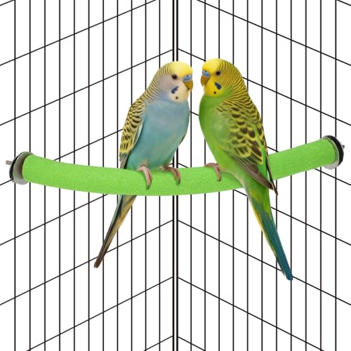 Image of Rypet Parrot Perch Stand Toy Used for Cage Corner for Paw Grinding Clean Stick Exercise, Rough-Surfaced Quartz Bird Perch Standing Cage Accessorie for for Small Parakeets Cockatiel Conures (Green S)
