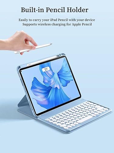 Miniatura 6 de Funda de teclado para iPad de 987 generación, funda vertical para iPad 10.2Air3Pro10.5 con soporte para teclado y lápiz, soporte magnético giratorio