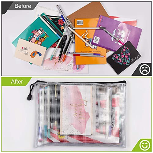 A5/B8 Sizeplastic Mesh Zip File Bags, Waterproof Tear-Resistant Document File Folders,Zipper Documents Pouch Document Organizer Bags For School Office Home Travel Storage #TOP5