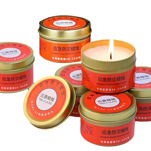 Velas de emergencia de 6 paquetes, velas de supervivencia de 30 horas, velas de cera de soja, kit de iluminación de apagón de energía, vela de jarra