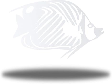 Riverside Designs Butterfly Fish Beach Coastal Outdoor Metal Steel Decor Hanging Wall Art Sculpture Hanging Sign 24", White