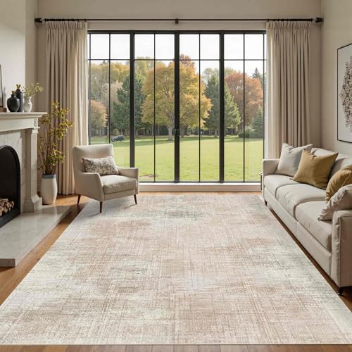 Rugxara 6x9 Beige Modern Abstract Neutral Washable Rug for Living Room