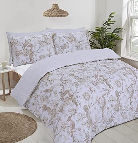 Night Comfort Percale Duvet Cover Set - Luxury Cotton Blend Reversible Quilt Pillow Cover Bed Set (Beige, Double)