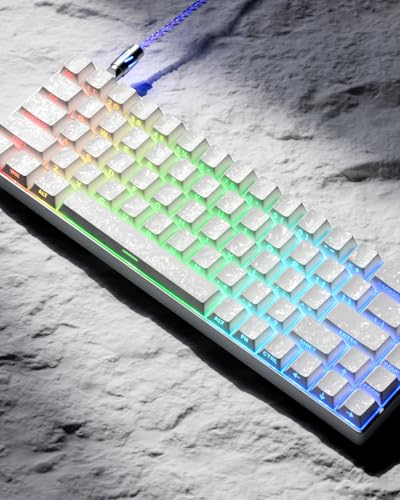 Image of XVX White Shine Through Keyboard Keycaps, Forged Carbon Texture Cherry Profile Keycap Set, Side Printed Keycaps Compatibility with ANSI Layout MX Switches Mechanical Keyboard