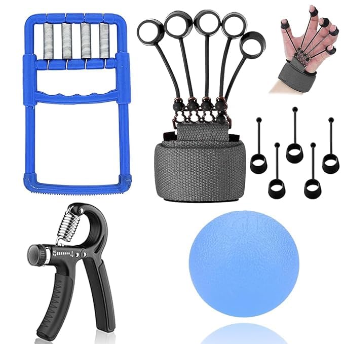 Dr. Care Home Exerciser Kit: Adjustable Fitness Tools for All Fitness Levels - Stress Pain Reliever, Hand Grip, Arm Exerciser (Blue Hand Gripper Kit)"