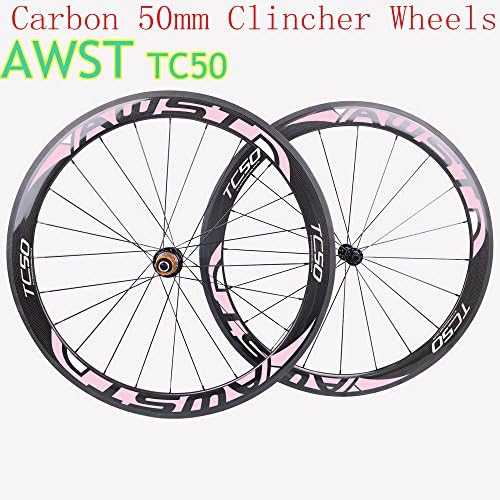 YCX glossy decals 50mm 700c clincher matte finish carbon wheels with black novatec hub for road bike use wheelset