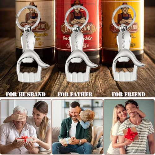 Image of Multifunctional Bottle Opener Customized /Personlised Your Name On Keychain - Durable Key Ring Opener for Beer Bottles - Ideal Gift for Men and Women Pocket Size Easy to Carry (Silver Shine)