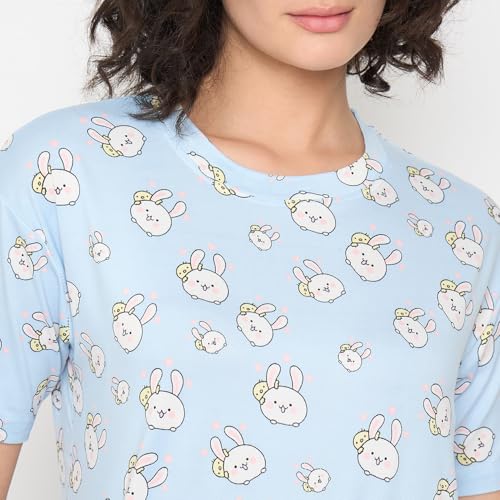 Image of CAMEY Women's Printed Pyjama Set, Short Sleeve T-Shirt and Trousers, Women Nightsuit, Loungewear Sets