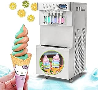 commercial heavy duty ETL certificate 3+2 mixed flavors soft ice cream machine,ice cream maker -upper tanks refrigerated, 4.3" touch control panel, full transperant dispenser