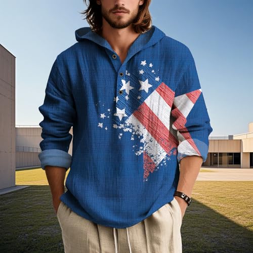 Mens Graphic Henley Hoodies Button Down Camo USA Flag Hooded Sweatshirt Oversized Hoodie Long Sleeve Tie-dye Shirts2
