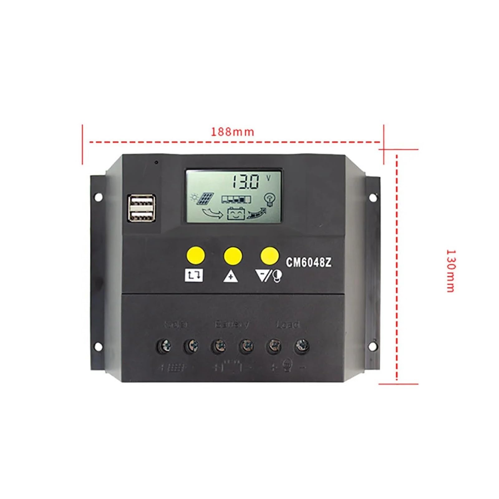 Contrôleur de Charge Solaire Grand Chargeur de Batterie, Courant 50A PWM, contrôleur de Charge Solaire 48V, Reconnaissance Automatique, écran LCD, Double Sortie USB