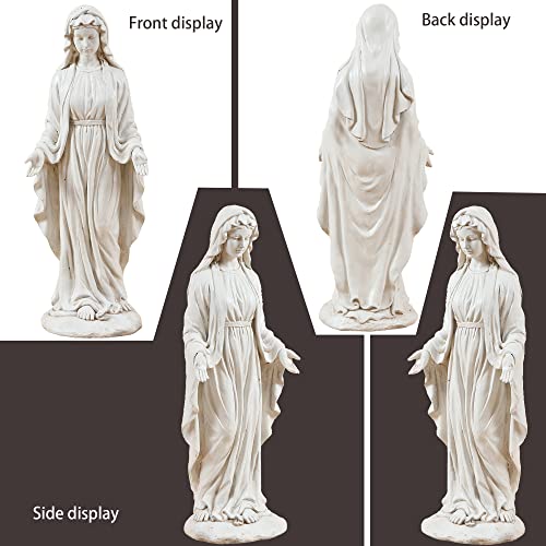 Luxenhome Virgin Mary Statue, 30'' Religious Garden Statue Art, Virgen De Guadalupe Statues, Angel Figurines Large Garden Statues, Outdoor Statues, Garden Sculptures, Outdoor Garden Decorations, Ivory #TOP2