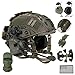 LZAQHMT Casco Tattico Da Softair 4 In 1 Aggiornato - Sistema Regolazione Rapida Con Cuffie, Copricasco Borsa for Contrappesi for Equipaggiamento Militare Paintball Cosplay(RANGER GREEN)