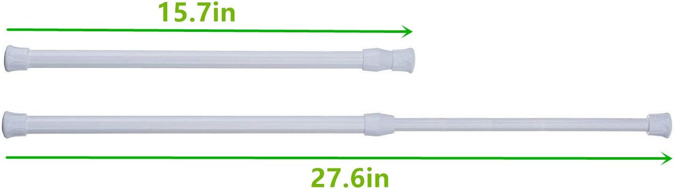 Tension Rods, 4 Pack 15.7-28 Inches Adjustable Spring Steel Cupboard Bars Tension Curtain Rod Shower Rod Extendable Width