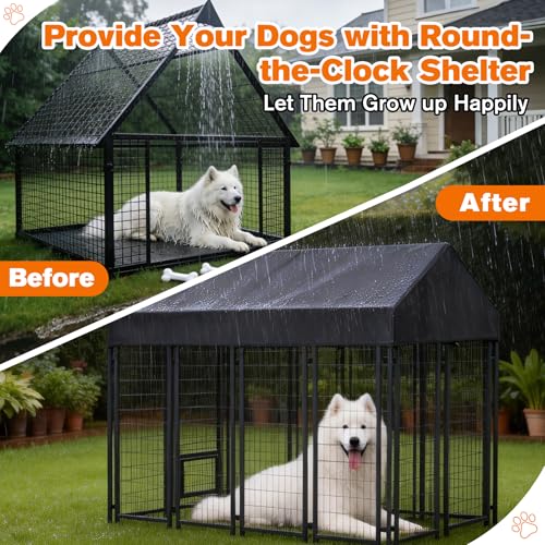 Bhyhok 10'W X 10'L Waterproof Dog Kennel Cover Outdoor 600D Oxford Fabric Dog Kennel Roof with Silver UV-Protective Coating for Windproof, Rainproof, Sun-Protective(Covers Only) by Bhyhok - Image 6