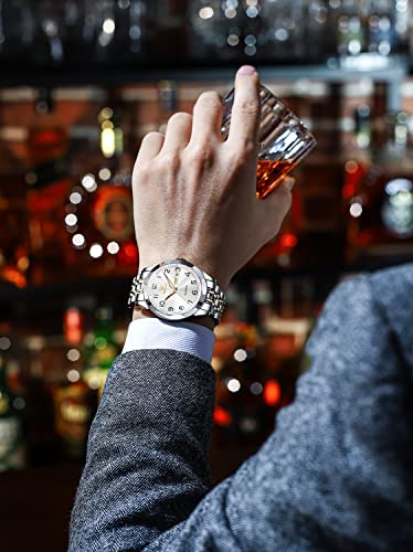 Image of OLEVS Watch for Men Luxury Dress Analog Quartz Stainless Steel Waterproof Luminous Date Diamond Business Two Tone Casual Wrist Watch