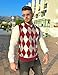 Coofandy Men's Casual Slim Fit V-neck Rhombus Business Knitwear Sweater Vest,Wine Red,Medium