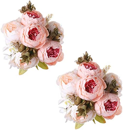 Tifuly Artificial Peony Bouquets, Realistic Silk Peonies Vintage Flowers Bouquet for Home Wedding Office Party Decoration,Floral Arrangements,Centerpieces, Pack of 2 (Black)