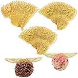 【Einfach zu Verwenden】Cupcake deko golden flügel Extrem einfach zu bedienen, einfach doppelseitiges Klebeband oder Kleber auf einer Seite auf die Rückseite der Flügel geben. Glitter magical wizard cake topper Die goldene Seite dient zum Anbringen an zu dekorierenden Pralinen, Cupcakes oder Geschenkboxen