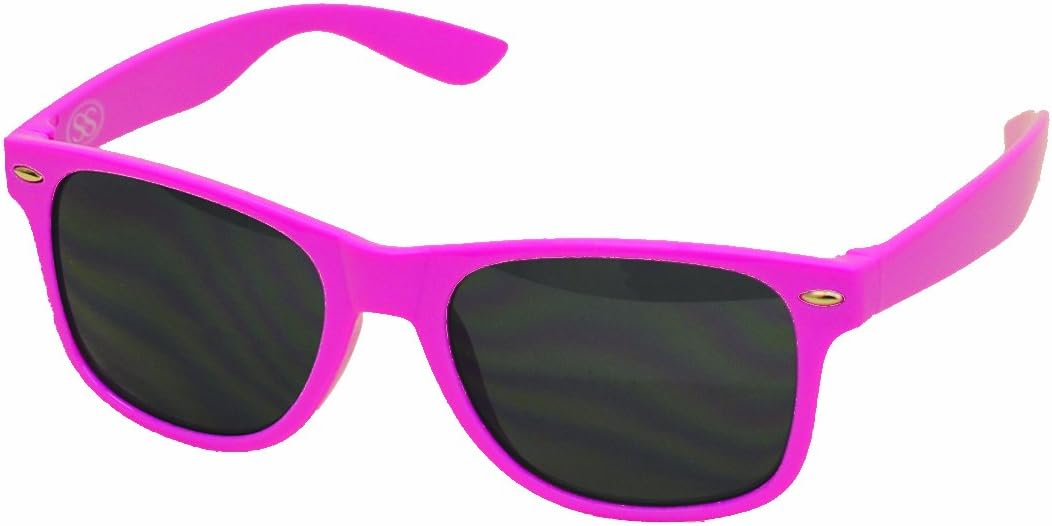 Superstar ShadesWayfarer Style Sunglasses - 80's Classic Retro Style - Pink Frame Black Lens