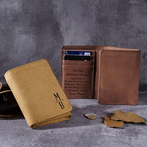 TRIFOLD MENS WALLET, Personalised Mens Wallet, Custom Wallet For Men, Trifold ID Holder Pocket Leather Cash Wallet, Personalized Wallet Gift, Minimalist Wallet, Leather Wallet Holds Lots of Money4