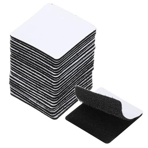 Image of PATIKIL 2 inch x 2 inch Hook and Loop Strips, 24 Pcs Square Strong Tape Double Sided Adhesive Sticky Fastener Back Mounting Tape for Home or Office Use, Indoor & Outdoor Use, Black