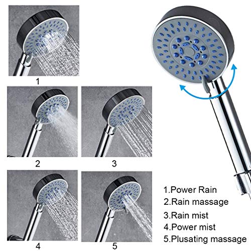 Badewannenarmatur mit Handbrause mit 5 Funktionen, BONADE Chrom Wannenarmatur Badewanne Wasserhahn inkl. Wandhalterung und 150 cm Brauseschlauch für Badezimmer Dusche - Image 4
