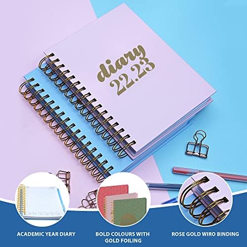 Collins Scandi Day To Page Mid Year Academic 2022-23 Diary - Pink (PW51M.50-2223) - Student Journal Planner with diary, notes and timetables, A5 (210 x 148)