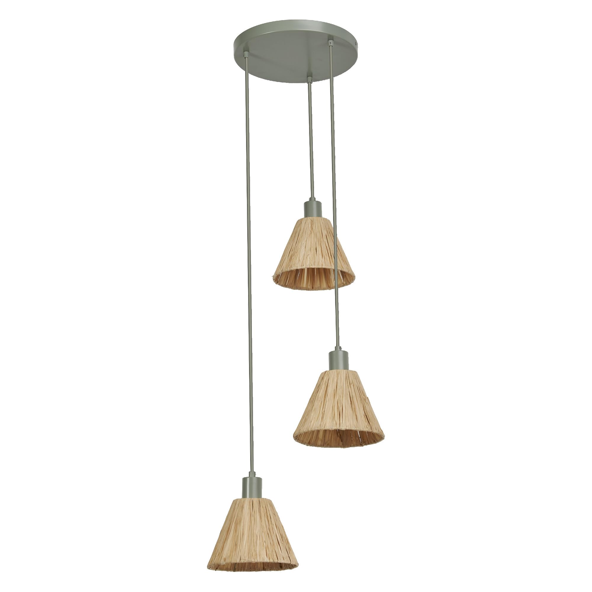 LEDVANCE a 3 luci Decor Rafia Plate verde in rafia e metallo, E27, diametro 430 mm, paralume in materiale riciclato, sostenibile grazie alla sorgente luminosa sostituibile, facile da installare