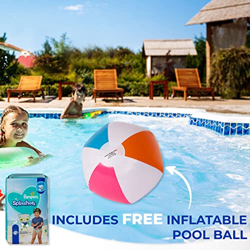 Pampers Splashers Swim Diapers & Broozy Inflatable Beach Ball Bundle – Super Soft, Durable Disposable Water Diapers For Boys & Girls With Fun Pool Ball, Size 5-6 #TOP2