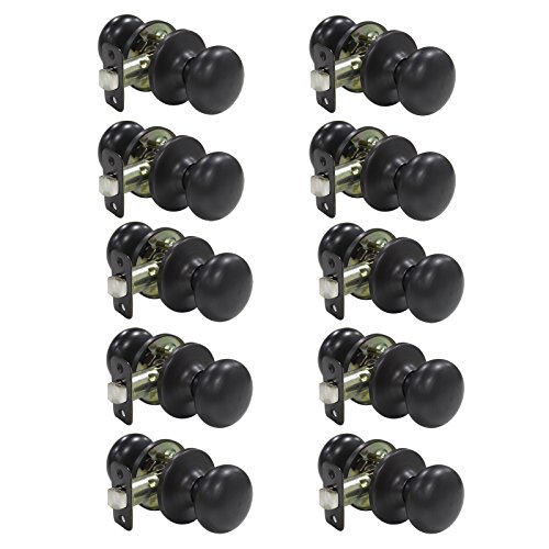 Buy 2 get 3 Gobrico Oil Rubbed Bronze Flat Ball Passage Door Locksets Hall and Closet Door Knobs Without Key 10Pack