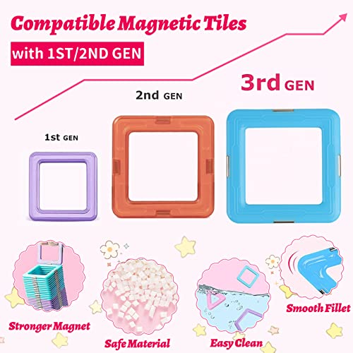 Magnetic Tiles Toys For 3 4 5 6 7 8+ Year Old Boys Girls Macaron Castle Magnetic Building Blocks Stem Educational Learning Toys For Kids Girls Age 3-5 4-8 Christmas Birthday Gift (28Pc+16 Number Kits) #TOP2