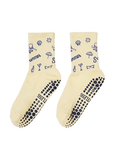 Shapes Studio Crew Half Calf Grip Socks, Cutest Fruits Pilates