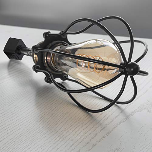 Kiven Vintage Wire Cage Semi Track Lighting Heads Compatible With Single Circuit H Type Track Lighting, Industrial Black Metal Caged Track Rail Light Fixture 3-Pack #TOP4