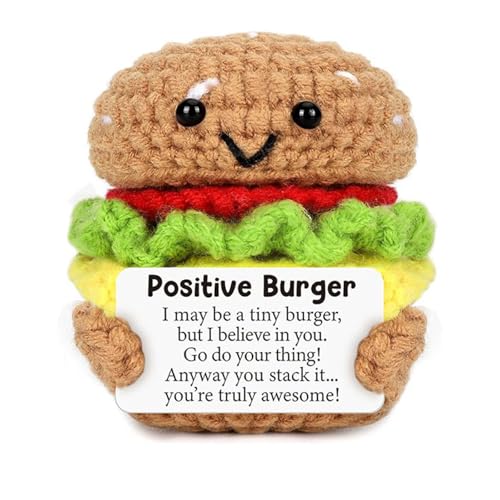 Mini Positive Handmade Crochet Burger, Encouragement Birthday Gifts