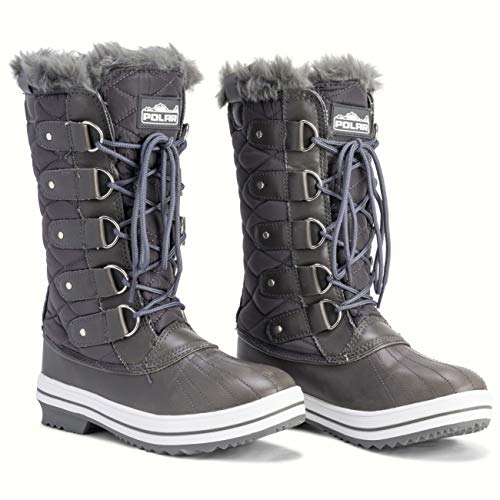 Image of POLAR Womens Snow Boot Nylon Tall Winter Fur Lined Snow Warm Waterproof Rain Boot