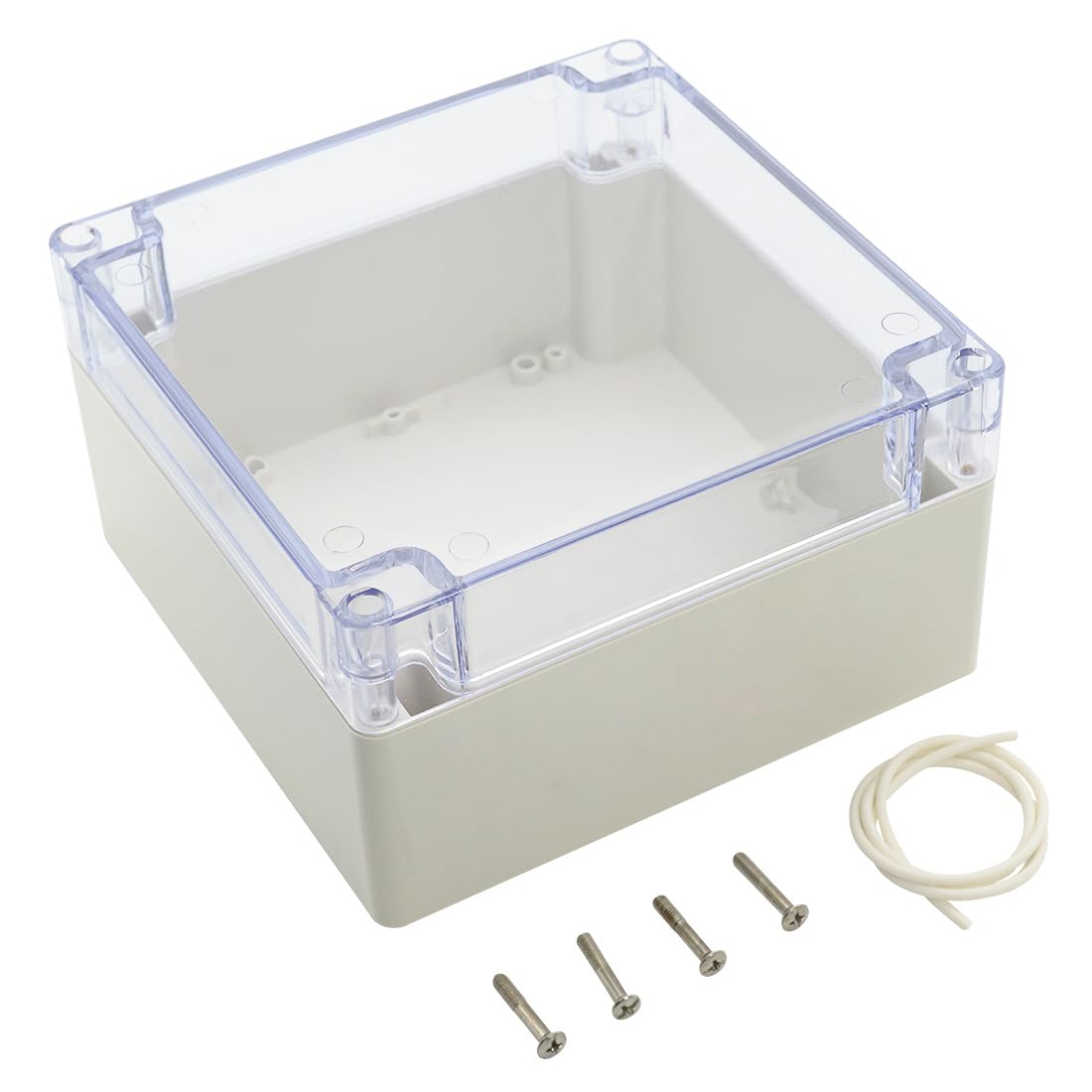LeMotech IP65 Junction Box Made of ABS Plastic, Waterproof and Dustproof, with Transparent Transparent Lid, for Indoor/Outdoor Use (160 x 160 x 90 mm)