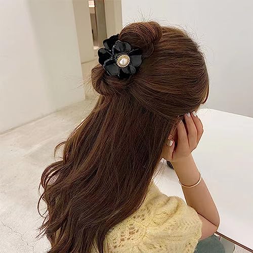 Pinzas de cabello con flores set 4 piezas color oscuro miniatura 3